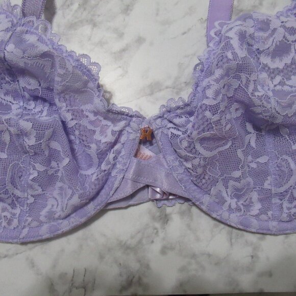 Fenty Savage 40DD Purple Sheer Lace Bra Underwire Back Closure - Picture 2 of 7